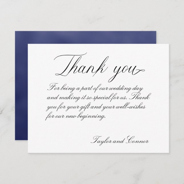Classic Calligraphy Wedding Thank You Card (Front/Back)