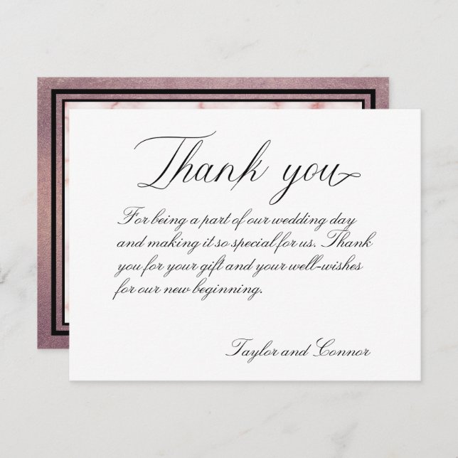 Classic Calligraphy Wedding Thank You Card (Front/Back)
