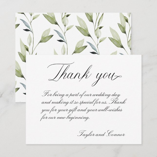 Classic Calligraphy Wedding Thank You Card (Front/Back)