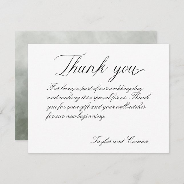 Classic Calligraphy Wedding Thank You Card (Front/Back)