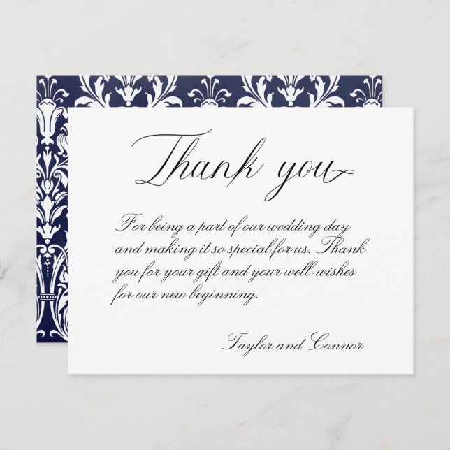 Classic Calligraphy Wedding Thank You Card (Front/Back)