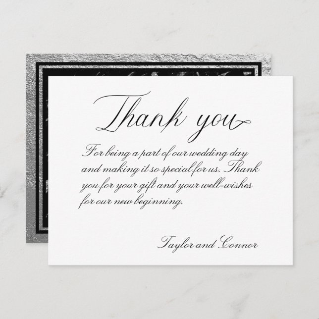 Classic Calligraphy Wedding Thank You Card (Front/Back)