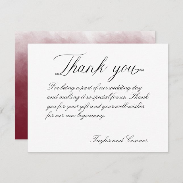 Classic Calligraphy Wedding Thank You Card (Front/Back)