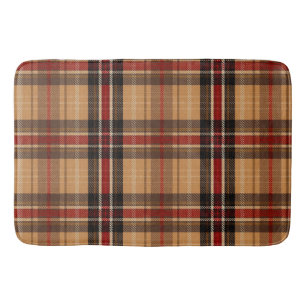 Classic Camel Red & Black Tartan Plaid Pattern Bath Mat