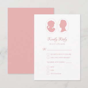 Classic Cameo Regency Pink Wedding RSVP Card