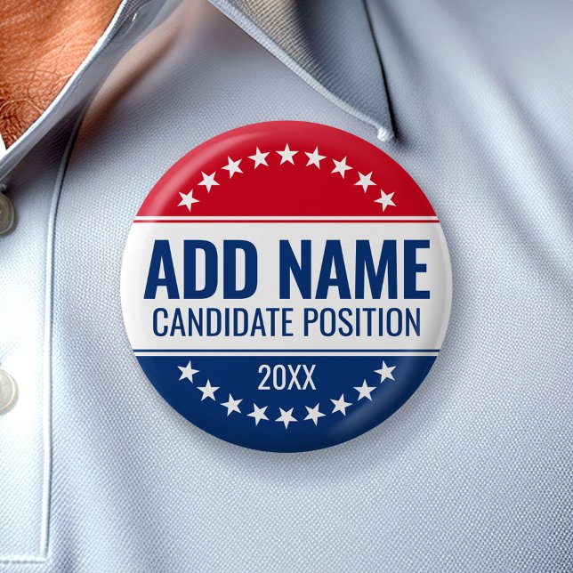 Classic Campaign Design Stars Custom Name Position 6 Cm Round Badge (Campaign Button)