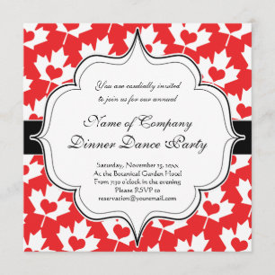 Classic Canadian Flag Maple Leaf with Heart Invitation