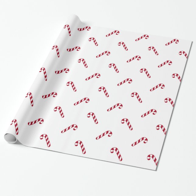 Classic Candy Cane Pattern Wrapping Paper (Unrolled)