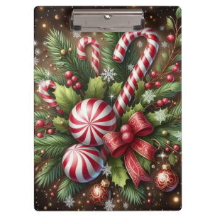 Classic Candy cane/peppermint Christmas greenery Clipboard