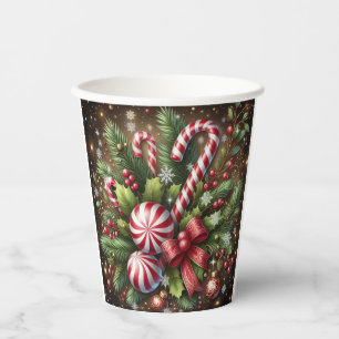 Classic Candy cane/peppermint Christmas greenery Paper Cups