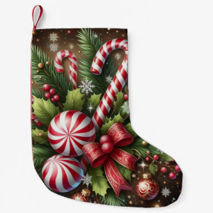 Classic Candy cane/peppermint Christmas greenery Small Christmas Stocking