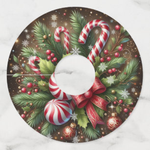 Classic Candy cane/peppermint Christmas greenery Wine Glass Tag