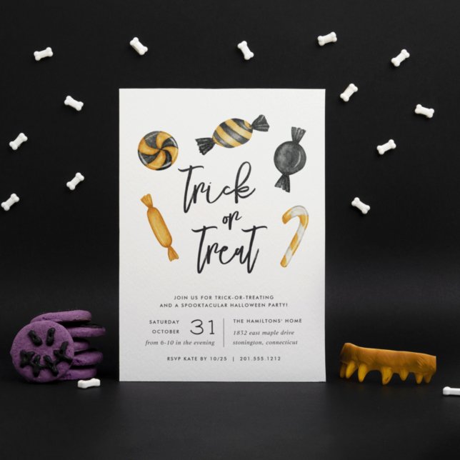 Classic Candy Trick or Treat Halloween Party Invitation (Creator Uploaded)