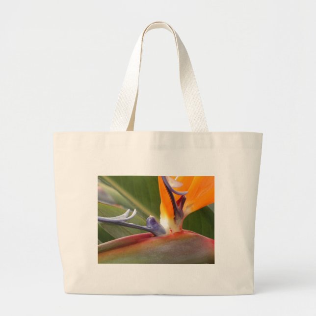 Classic Canvas Bag, Bird of Paradise Design Large Tote Bag (Front)