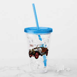 Classic car 1920 cartoon illustration acrylic tumbler