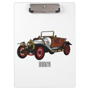 Classic car 1920 cartoon illustration clipboard