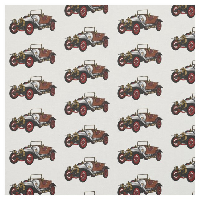 Classic car 1920 cartoon illustration fabric (Swatch)
