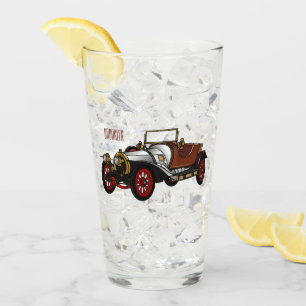Classic car 1920 cartoon illustration glass