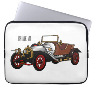 Classic car 1920 cartoon illustration laptop sleeve
