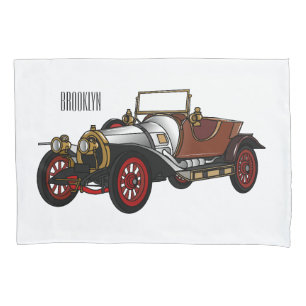 Classic car 1920 cartoon illustration pillowcase
