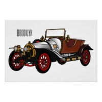 Classic car 1920 cartoon illustration