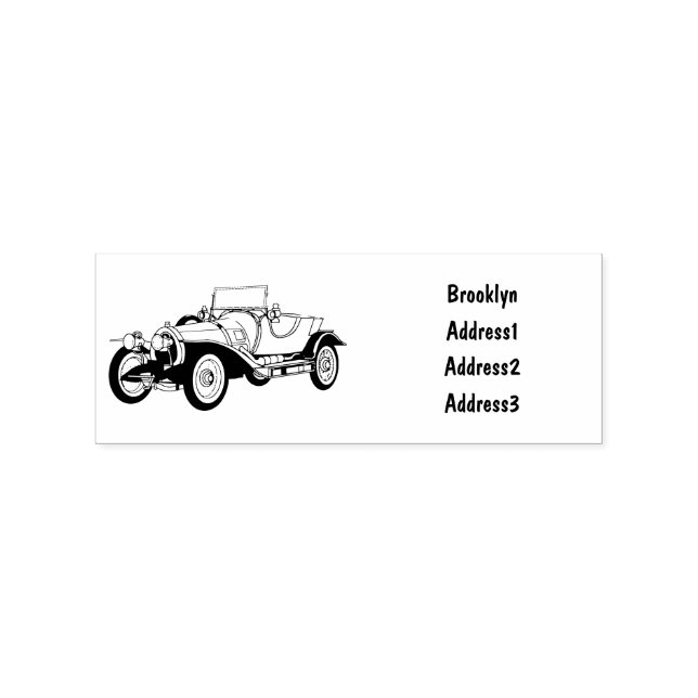 Classic car 1920 cartoon illustration rubber stamp (Imprint)