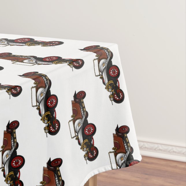 Classic car 1920 cartoon illustration tablecloth (In Situ)