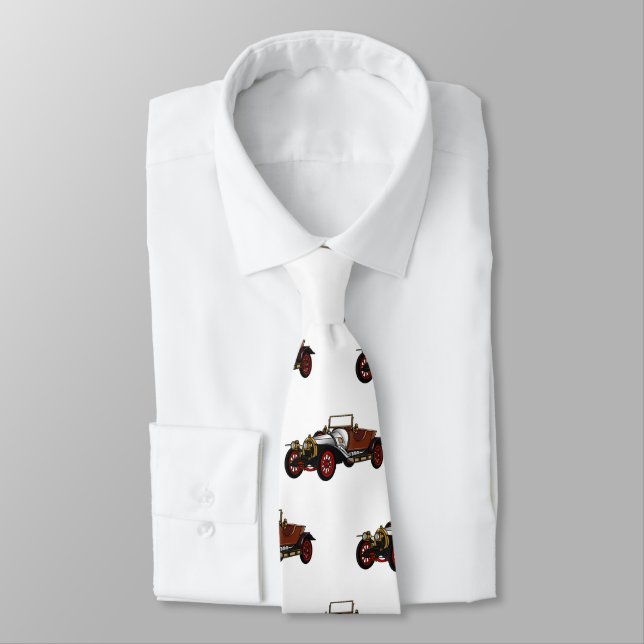 Classic car 1920 cartoon illustration tie (Tied)
