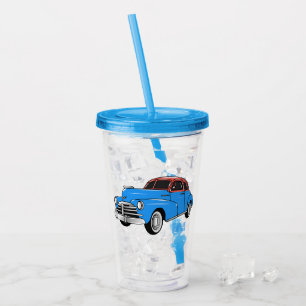 Classic car 1948 cartoon illustration acrylic tumbler