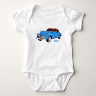Classic car 1948 cartoon illustration baby bodysuit