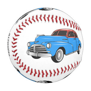 Classic car 1948 cartoon illustration baseball