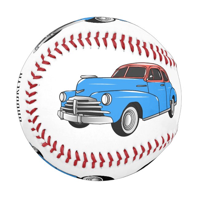 Classic car 1948 cartoon illustration baseball (Front Left)