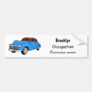 Classic car 1948 cartoon illustration bumper sticker