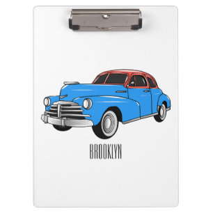 Classic car 1948 cartoon illustration clipboard