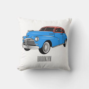 Classic car 1948 cartoon illustration cushion