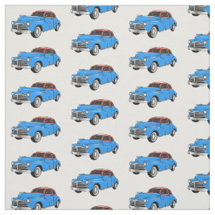 Classic car 1948 cartoon illustration fabric