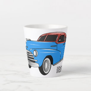 Classic car 1948 cartoon illustration latte mug