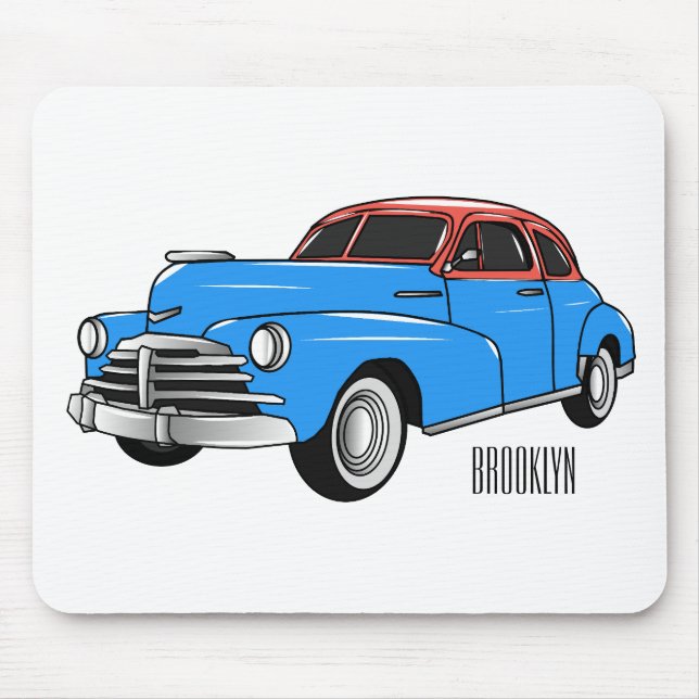 Classic car 1948 cartoon illustration mouse pad (Front)