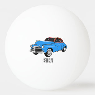 Classic car 1948 cartoon illustration ping pong ball