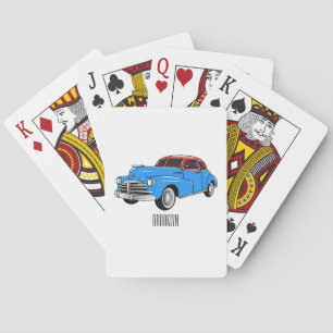 Classic car 1948 cartoon illustration playing cards