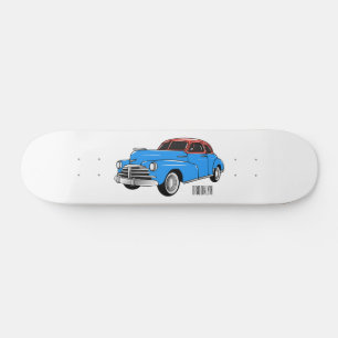 Classic car 1948 cartoon illustration skateboard