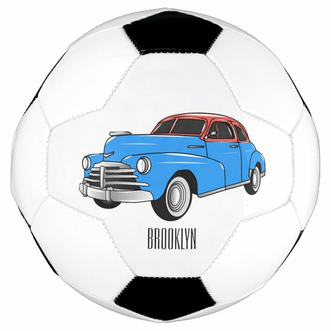 Classic car 1948 cartoon illustration soccer ball (Front)