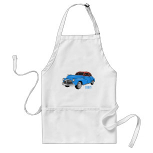 Classic car 1948 cartoon illustration standard apron