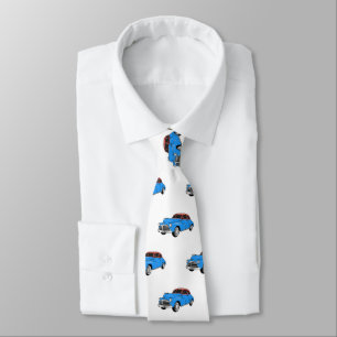 Classic car 1948 cartoon illustration tie