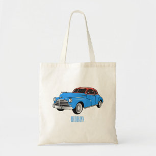 Classic car 1948 cartoon illustration tote bag