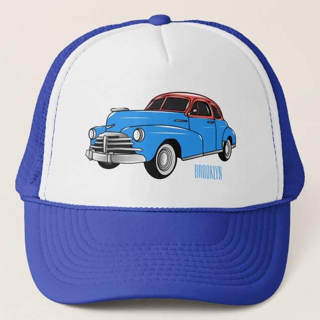 Classic car 1948 cartoon illustration trucker hat (Front)