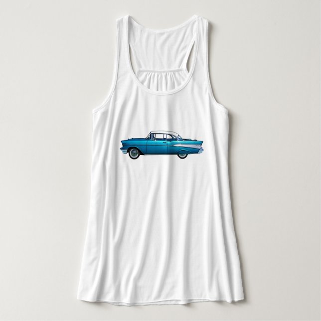 Classic car 1957 Chevy BelAire custom tank top (Design Front)
