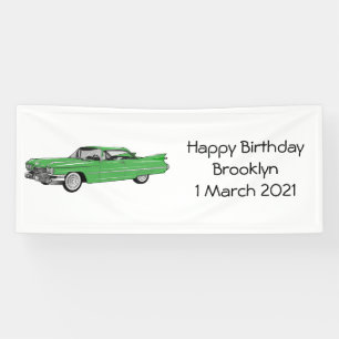 Classic car 1959 cartoon illustration banner