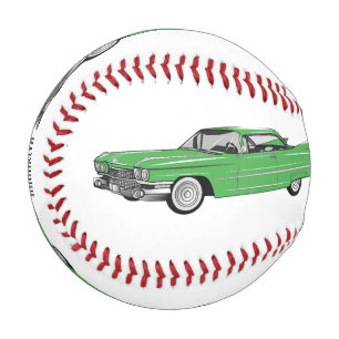 Classic car 1959 cartoon illustration baseball