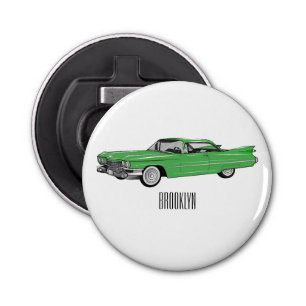 Classic car 1959 cartoon illustration bottle opener